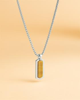 Preview: Halskette aus Edelstahl mit einem Tigerauge-Stein - Roma Silver Tiger